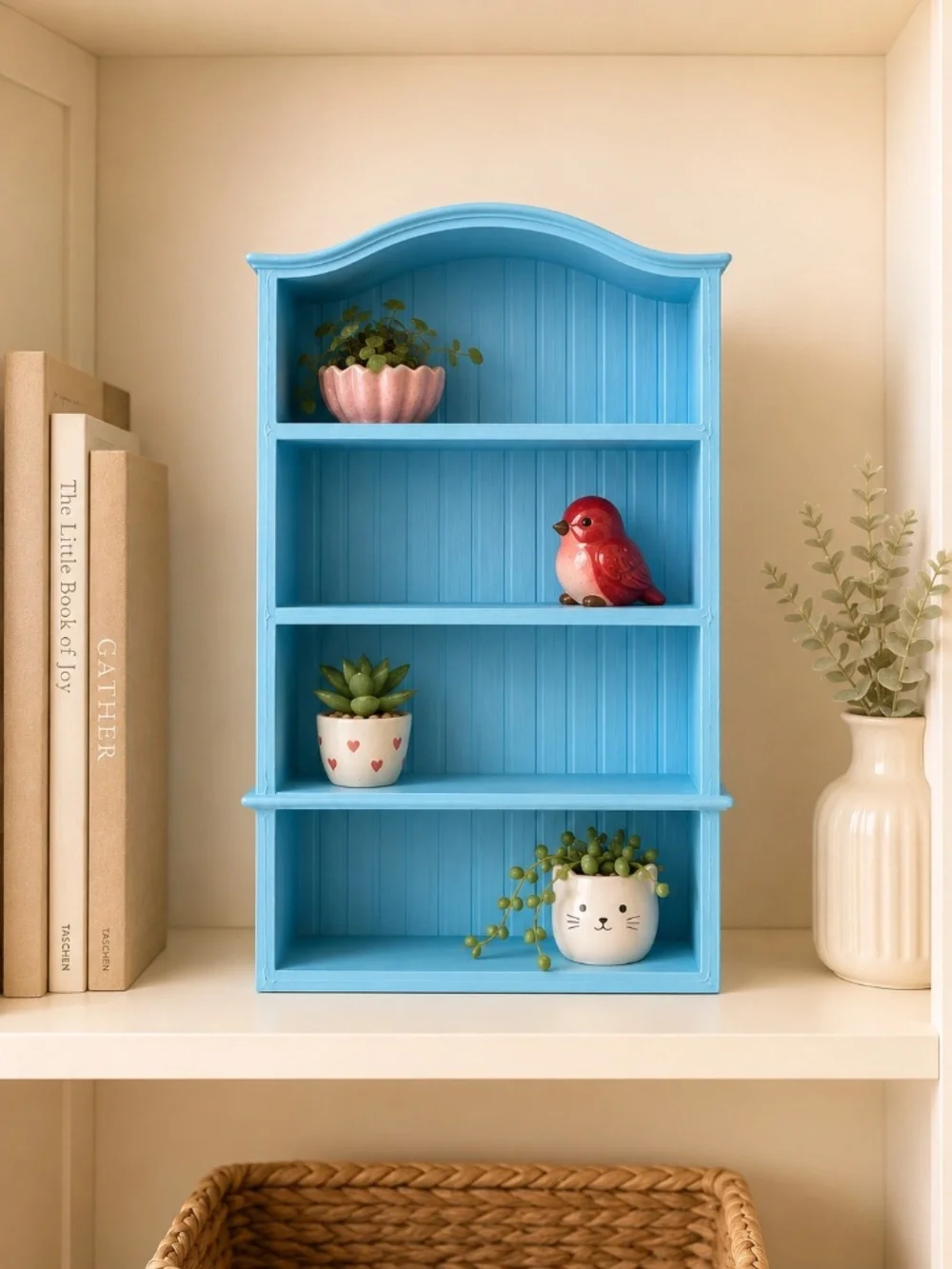 Blue 3D Printed Trinket Display Shelf – Mini Collectible & Figurine Organizer